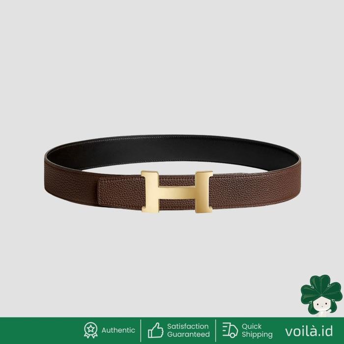 Voilaid Constance Permabrass Buckle & Reversible Belt 38mm Togo Noir/Chocolat