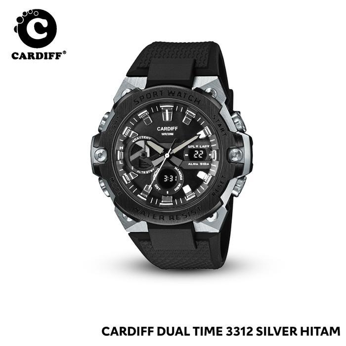 Jam Tangan Pria Cardiff DT 3312 Dual Time Tahan Air dengan Desain Digital dan Analog