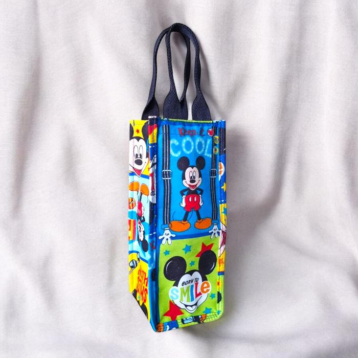 Tas Tumbler Mickey Mouse Ukuran 10 x 10 x 25 Cm - Tas Botol 1 Liter Motif Karakter Lucu