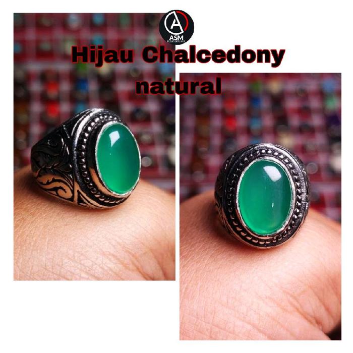 cincin Batu akik green chalcedony hijau garut asli original / cincin batu akik murah