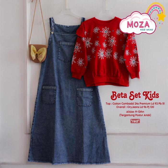 [Bisa bayar di tempat / COD] Sabila teen overall kids by Moza Sabila set kids overall jeans anak rem