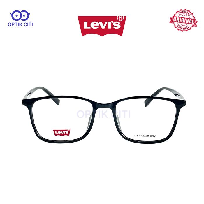 Frame Kacamata Kotak Pria Wanita Original Levis 7027 - 807 Hitam Glossy