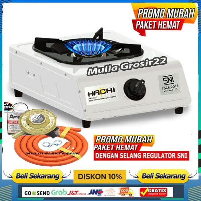 Paket Kompor Gas SNI 1 Tungku Merk Hachi / kompor maurah + gratis Selang dan Regulator Premium