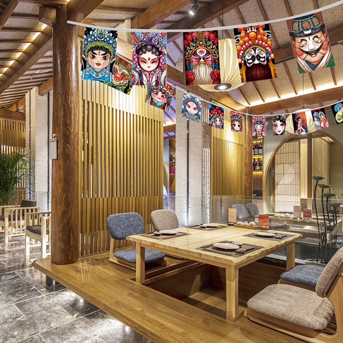 Polyester Beijing Opera Mask Flag Colorful Cartoon Beijing Opera Pull