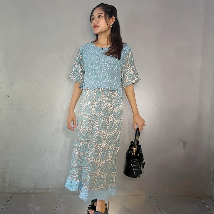 Home dress aglonema truntum vol1 (batik cap rayon premium, busui, tidak luntur) Cantik Nyaman Bunga 
