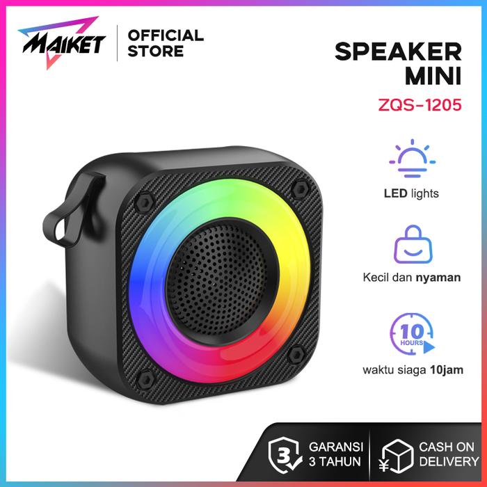 MAIKET Speaker Bluetooth Mini ZQS1205 Musik Box Bluetooth Full Bass Hi-Fi Sound RGB