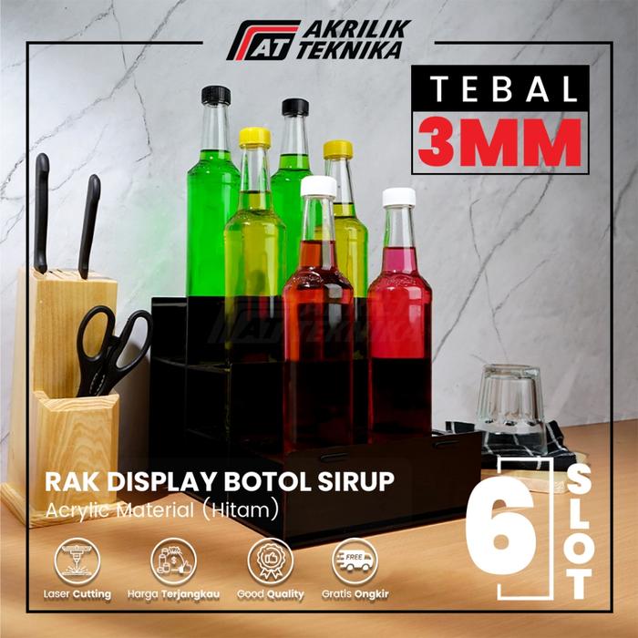 Rak Display Botol Sirup / Organizer Minuman Kafe Kopi 6 Slot