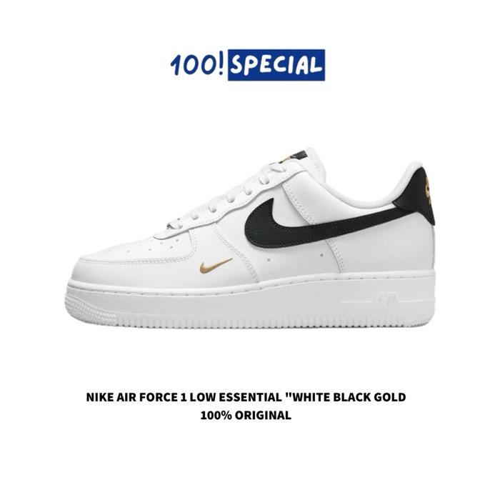 Sepatu Nike Air Force 1 Low Essential "White Black Gold BNIB