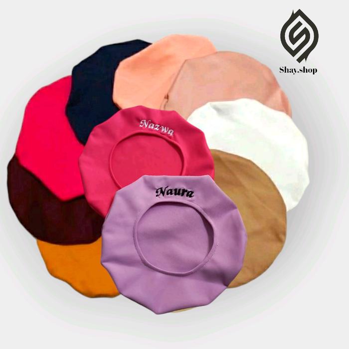 Topi Baret Fashion Anak Cewek Custom Nama Bahan Scuba Anak Cewek