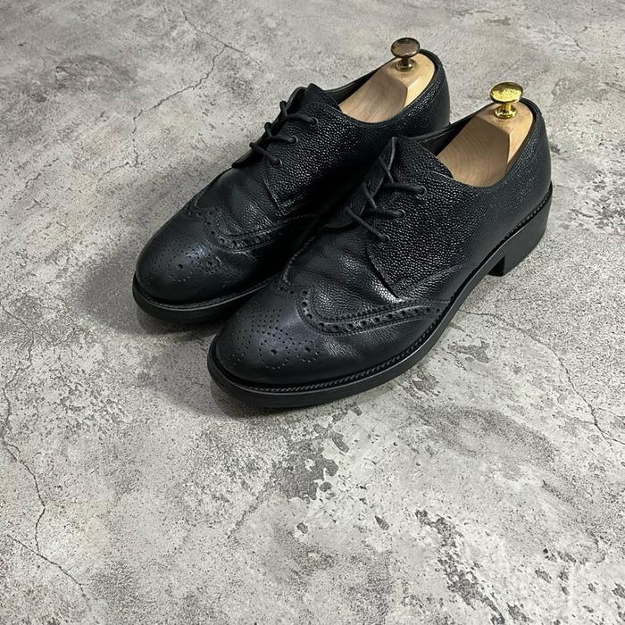 PRADA Wingtip Brogue Oxford Leather Derby Shoes Black