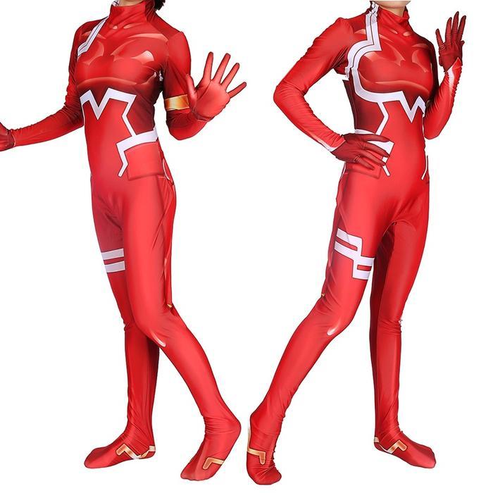 Zero Two Cosplay Bodysuit Catsuit Adults Jumpsuit Kostum cosplay sayang Pakaian wanita seksi