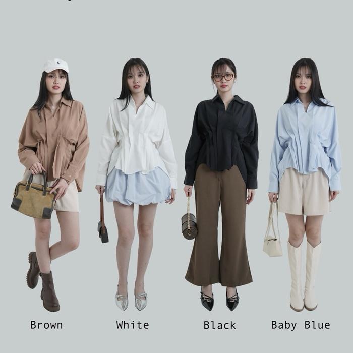Blouse Rampel Babydoll Wanita / Batwing Blouse V-neck Korean Style /  Blouse Rampel Premium  Wanita