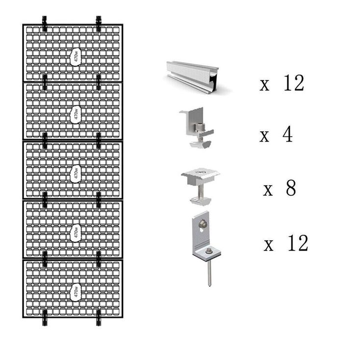 Solar Panel End Clamp Kit 200mm *56mm*30mm Rail PV Profile Alu Mounting Rail Flat Roof Metal Roof So