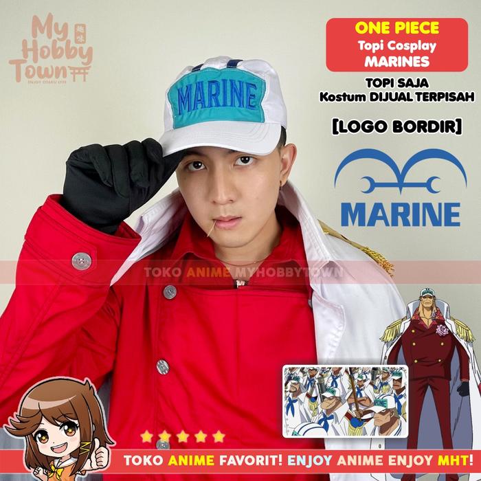 Topi Cosplay Anime One Piece Marine Admiral Akainu Sakazuki Aokiji Kuzan Kizaru Borsalino