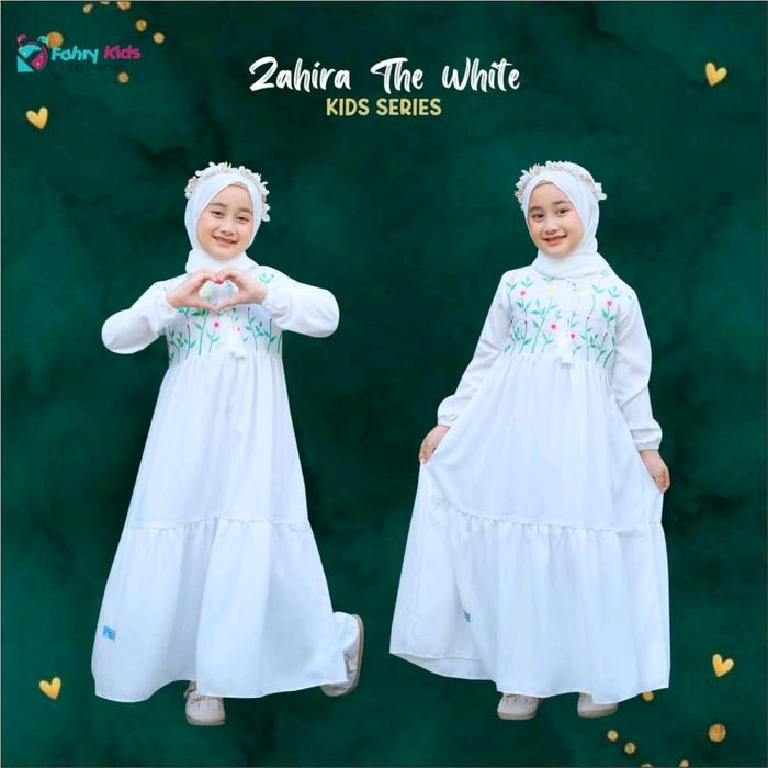 Gamis Putih Set Hijab Zahira White Series FahryKids