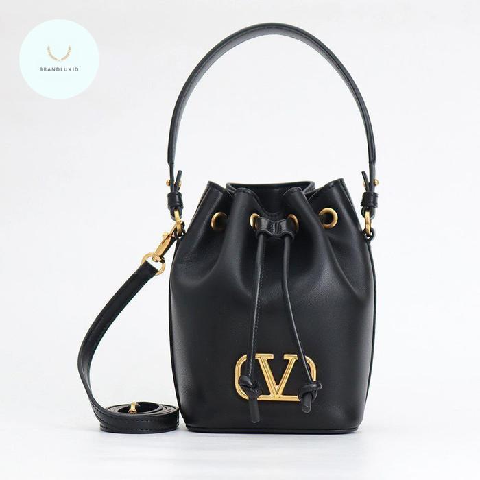 Valentino VLogo MIni Drawstring Bag Black Ghw