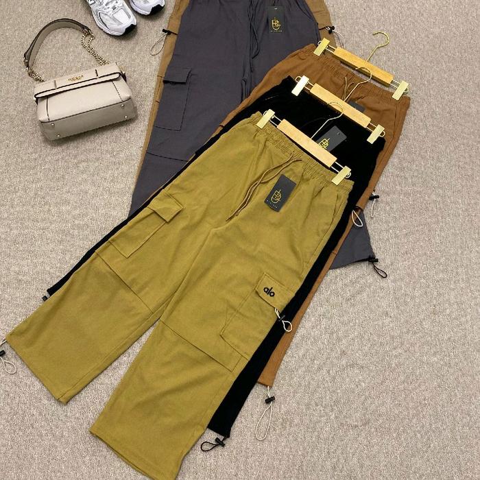 Celana Cargo bordir alo soft jeans premium serut bawah
