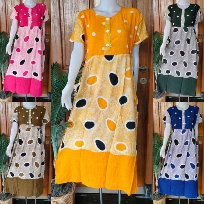 Batik Putri Diana Sekdres Naima Daster Panjang Busui Tangan 7/8 Bahan Adem Size L