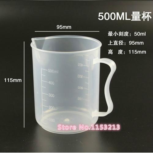5 pcs/lot 500 mL Kapasitas Jelas Gelas Ukur Plastik Lulus