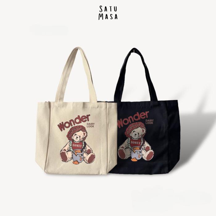 Satu Masa - Wonder Totebag kanvas custom resleting + furing PREMIUM