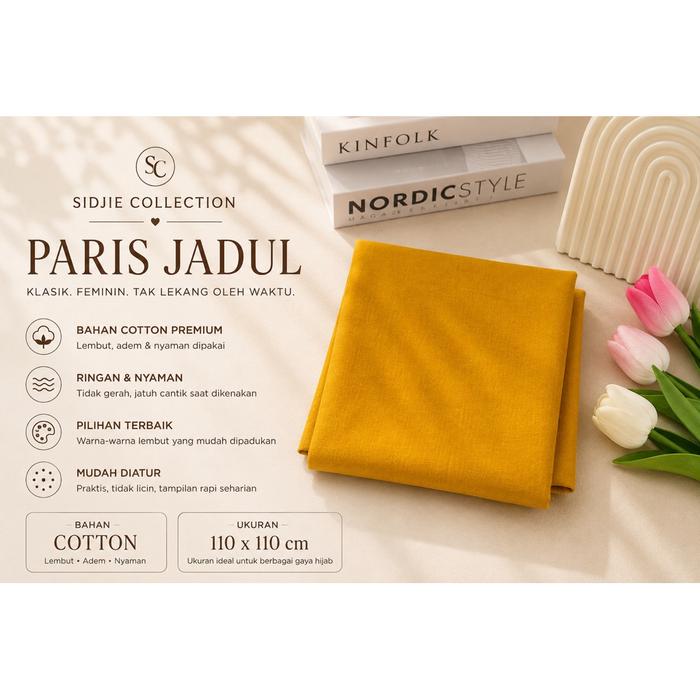 Kerudung Paris Jadul Premium Polos Segi Empat MUSTARD Kuning Kunyit