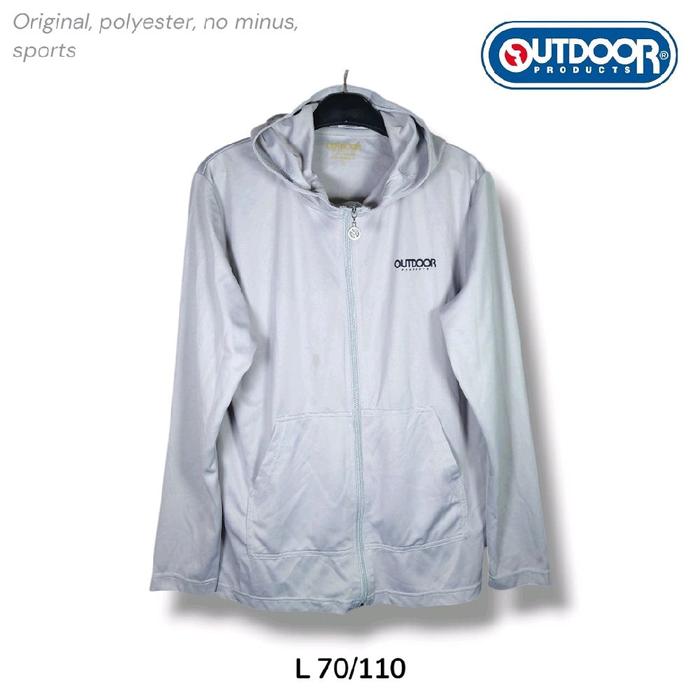 Outdoor Products Jaket Dry fit Hoodie Zip Up Pullover Warna Abu Size L