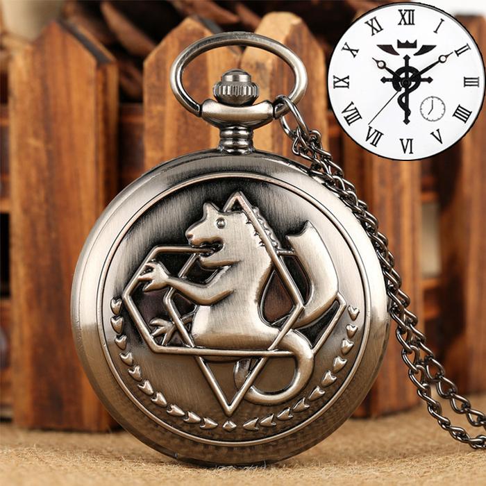 IMPORT Antique Fullmetal Alchemist Quartz Anime Pocket Watch Cosplay Edward Elric Clock Design Penda