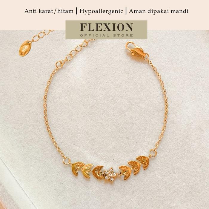 Flexion - Gelang Tangan Elsa Gold - Kode 750 - Titanium Anti Karat/Hitam/Luntur - Aksesoris dan Perh