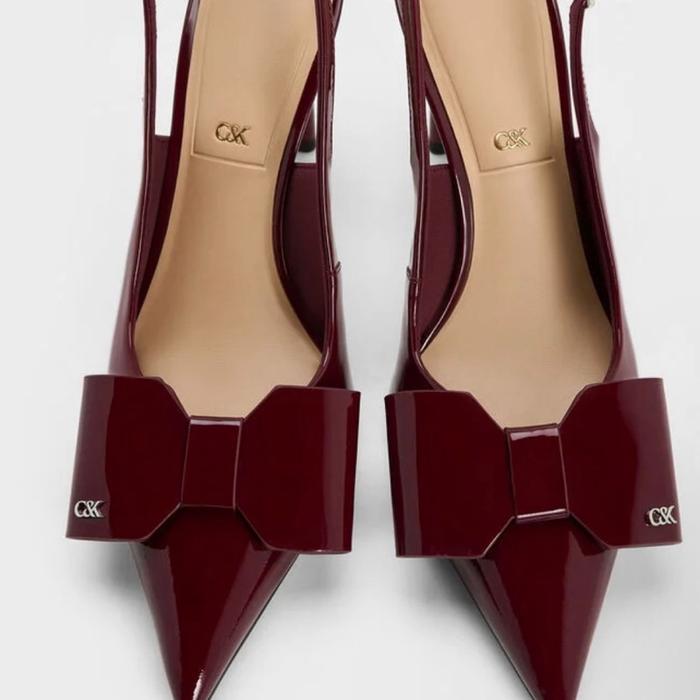 Heels tali belakang Brand Original Charles & Keith maroon Shoes