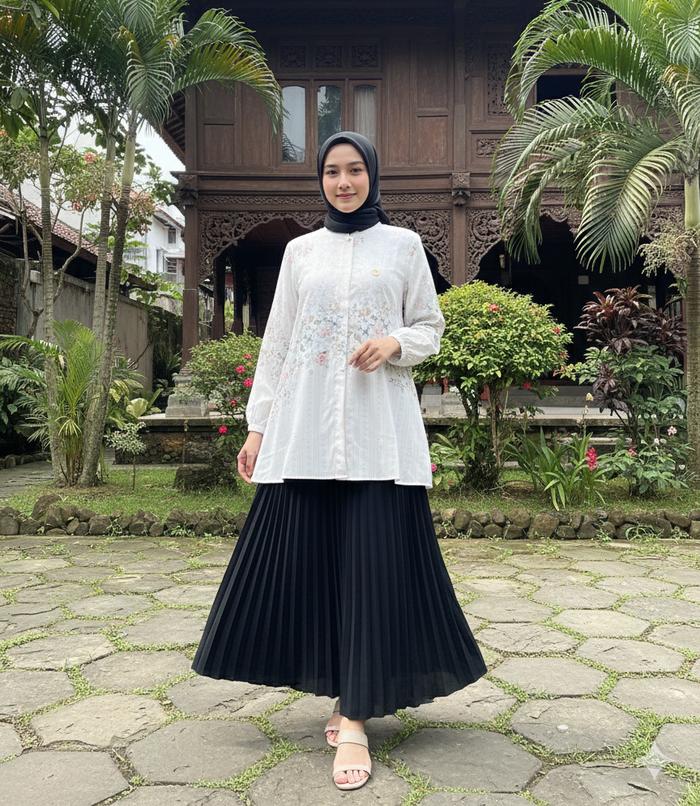 blouse tunik blouse motif printing bunga floral terbaru Deska by Berga Collection