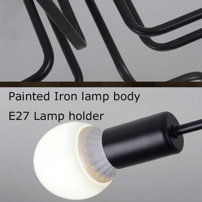 Lampu Plafon LED Dekorasi Rumah Modern Minimalis Retro 4 Cabang Hitam