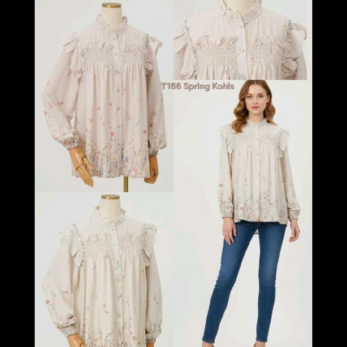 Grosir Blouse T166 Linen Rayon Spring Kohls Atasan Wanita