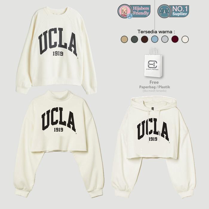 TerLaris Crewneck Ucla Sweater Crop Ucla Original Hoodie Crop Ucla Broken White