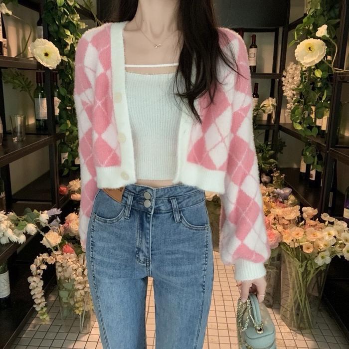 MELWA CARDIGAN CROP Rajut Korea Sweater Cardigan Knitwear Bulu