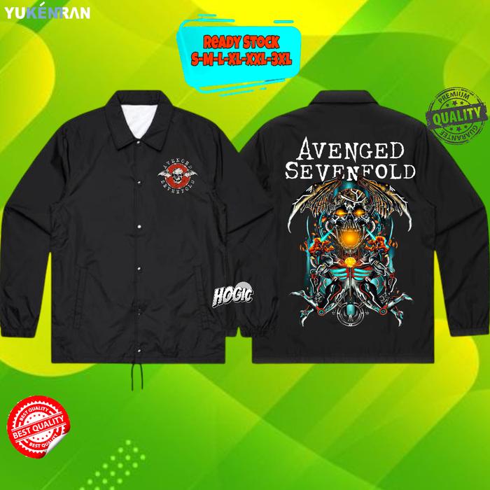 JAKET COACH BAND METALLIC AVENGED SEVENFOLD DESIGN 2D ART COLOR SKULL KEREN CASUAL BAHAN ANTI AIR CO