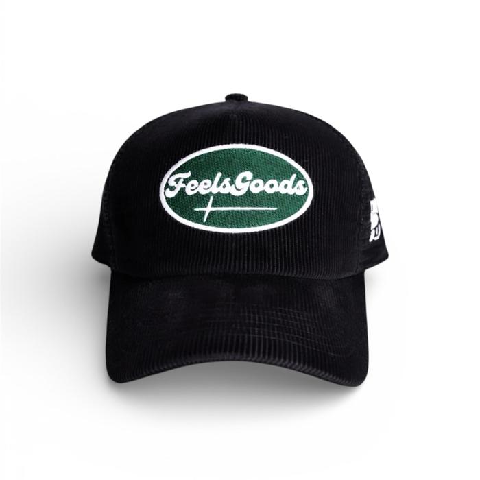 Feels Goods- Trucker hats corduroy Black Topi Jaring corduroy hitam Unisex feels goods.co