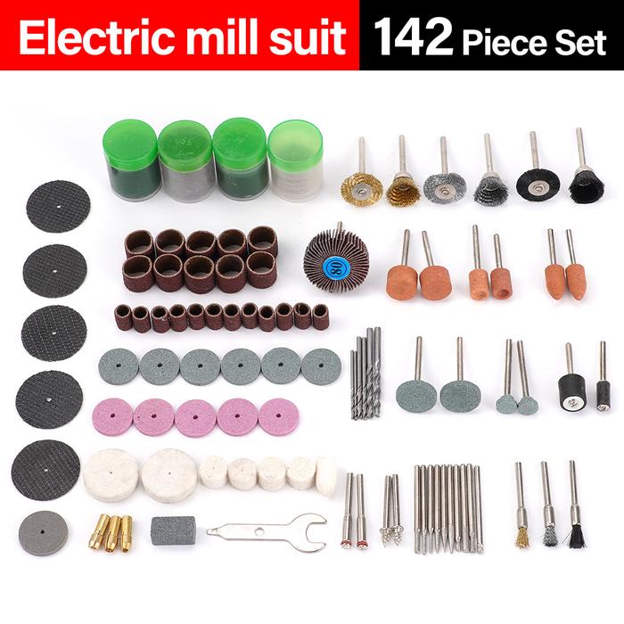 142pcs/Set Electric Grinder Rotary Tool Accessory Bit Set For Dremel Grinding Sanding Polishing Disc