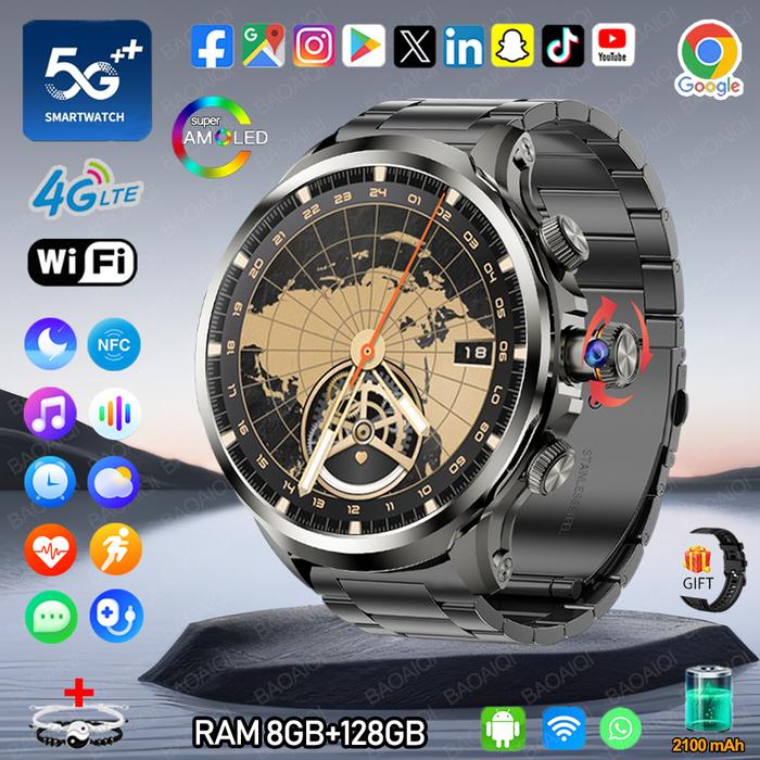 IMPORT 5G/4G SMART WATCH 680*680 AMOLED 1.95 INCH CLOCK VIDEO CALL 900W HD CAMERA GPS MAP WIFI GOOGL