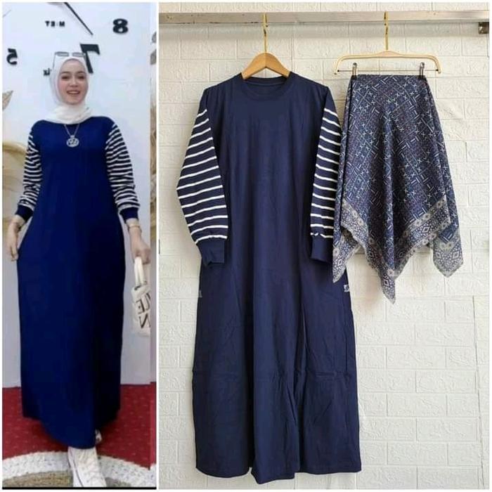 GAMIS LENGAN PANJANG // GAMIS LENGAN SALUR FREE HIJAB SIMPLE Dress Wanita Muslim Kaos Casual Basic