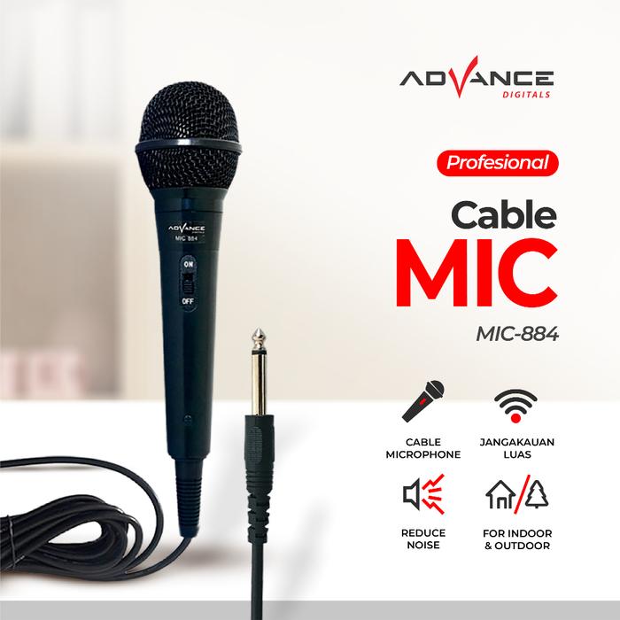 Mic advance advance Mic-884 Karaoke Profesional Dynamic ADVANCE// Microphone Mic Kabel MIC-884 Jack