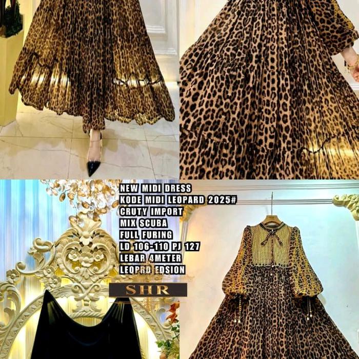 NEW!!!MIDI DRESS LEOPARD(MACAN)100%ORI SHR