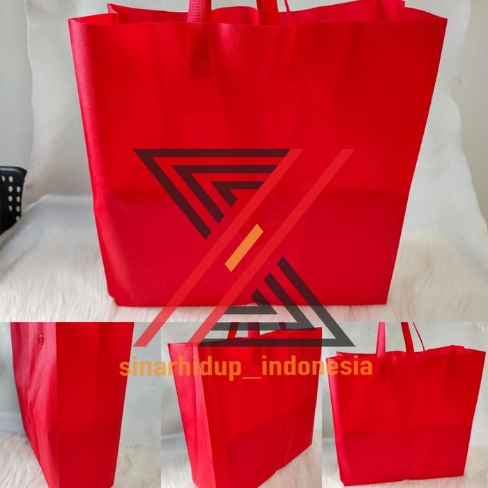 ( 12 Pcs ) Goodie Bag Tls 40 x 50 Jumbo Tas Spunbond Tote Bag Tali Sourvenir Weding Hajatan  Perlusi
