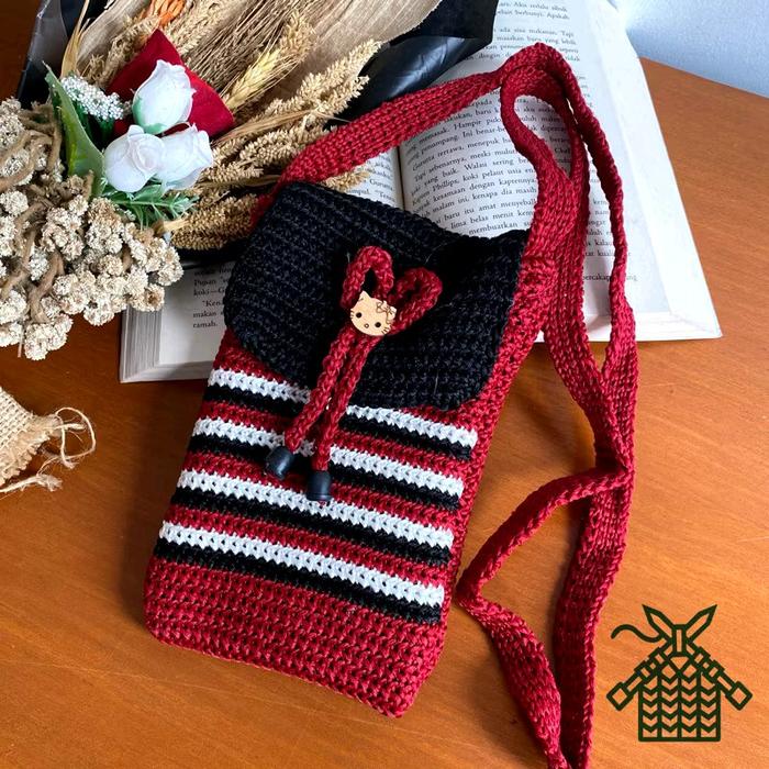 tas rajut hp murah slingphone pita cantik produk bandung Selempang Wanita   Dewasa Slingbag
