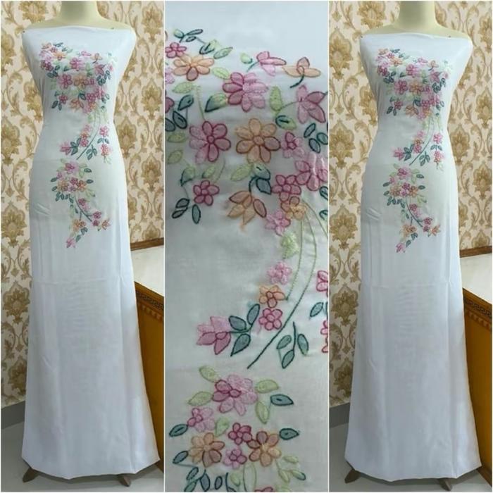 Bahan baju gamis handmade sulam bayang