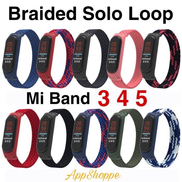MS41 - Mi Band 6 5 4 3 Braided Solo Loop Silicone Stretchable Strap KEPANG