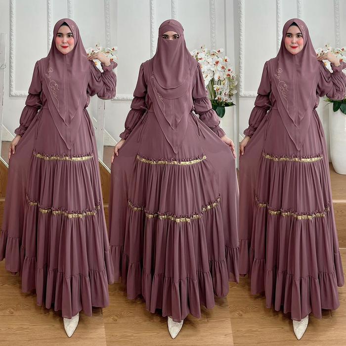 One Set Gamis Syari Kode RENATA Bahan Ceruty Babydoll Premium By Ory AjeZas Collection