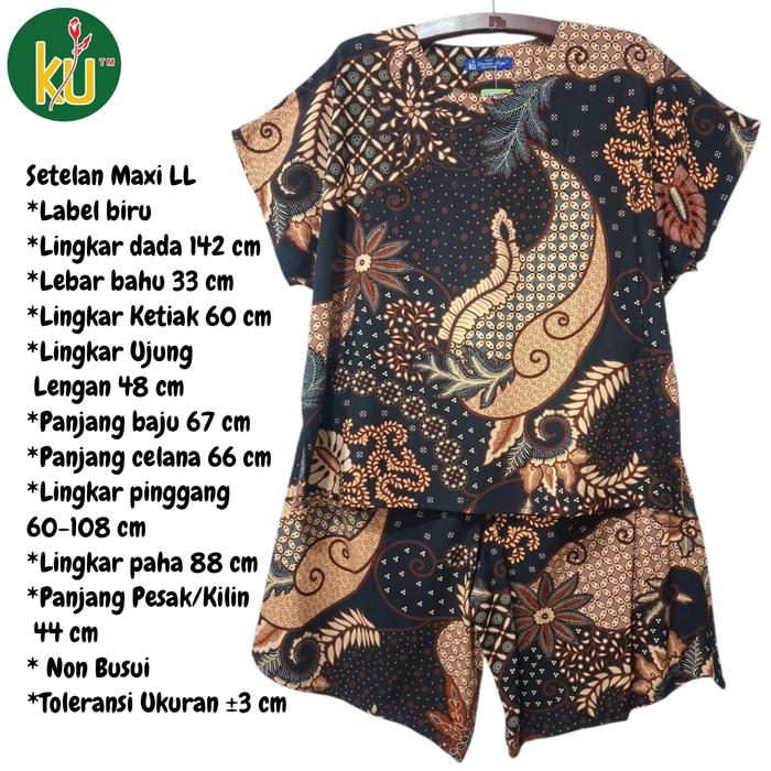 Kencana Ungu Setelan Maxi LL Soga Padi Label Biru KUB LD 140 cm Kulot Jumbo Big Size Non Busui Bahan