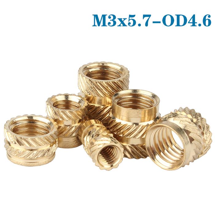 50-100Pcs M3 M3x5.7-OD4.6 Thread Knurled Brass Insert Nut Heat Set