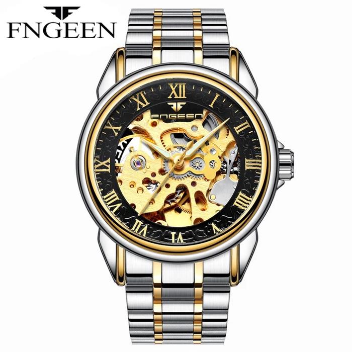 FNGEEN 8866 Mekanik Otomatis Jam Tangan Pria Luxury Stainless Steel Original Anti Air Automatic Watc