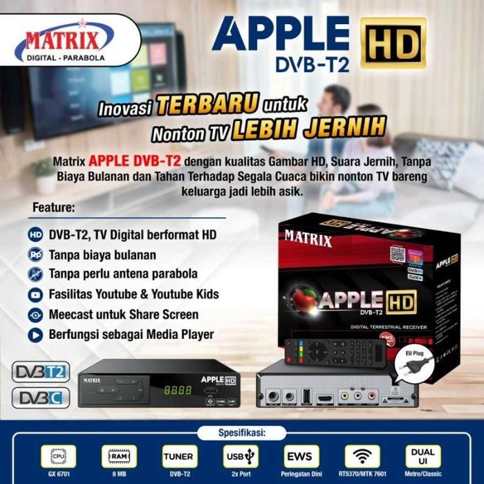 Set Top Box DVBT2 Matrix Apple HD TV Digital DVB T2 tv box kualitas gambar dan suara jelas dan tajam